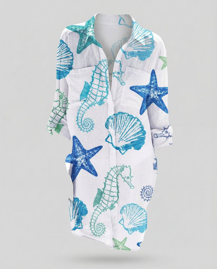 Summer blouse with nautical-inspired detailing.