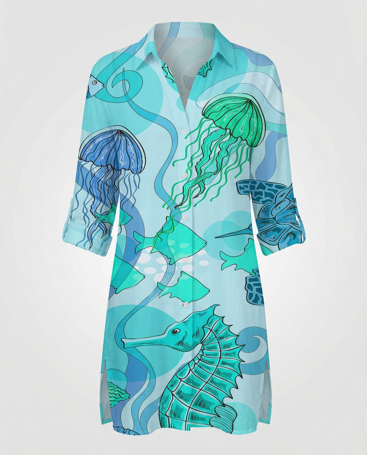 Casual beach blouse with lightweight flowing shape.
