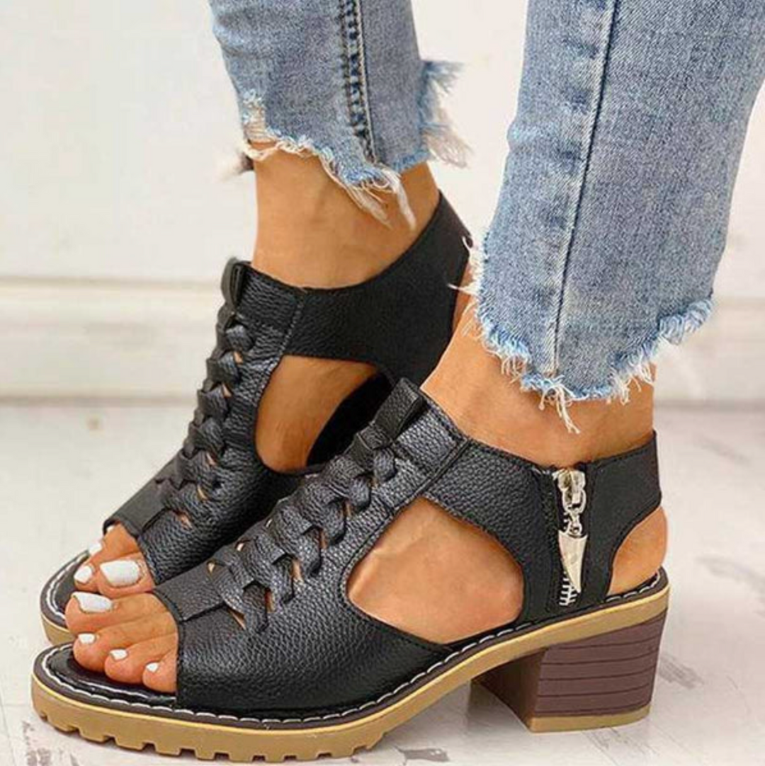 Coravyn | Stylish Elegance Sandals with Supportive Heel