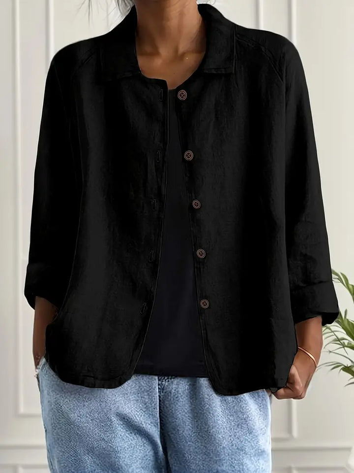  Female in a casual layering top paired with a simple outfit.