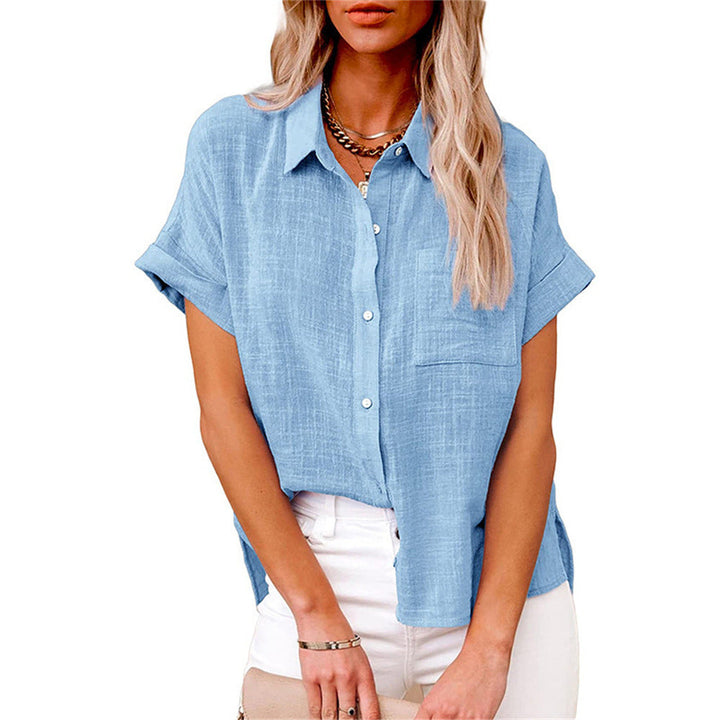 Model in a classic striped blouse designed for versatile styling.