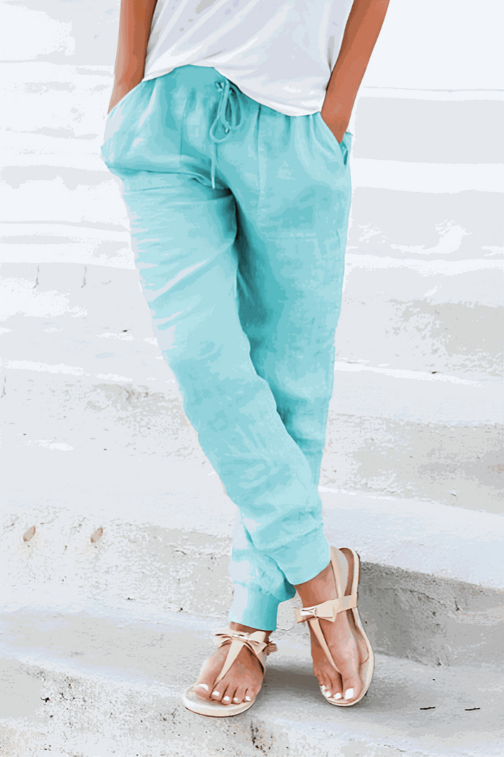 Woman wearing tapered ankle pants styled for everyday