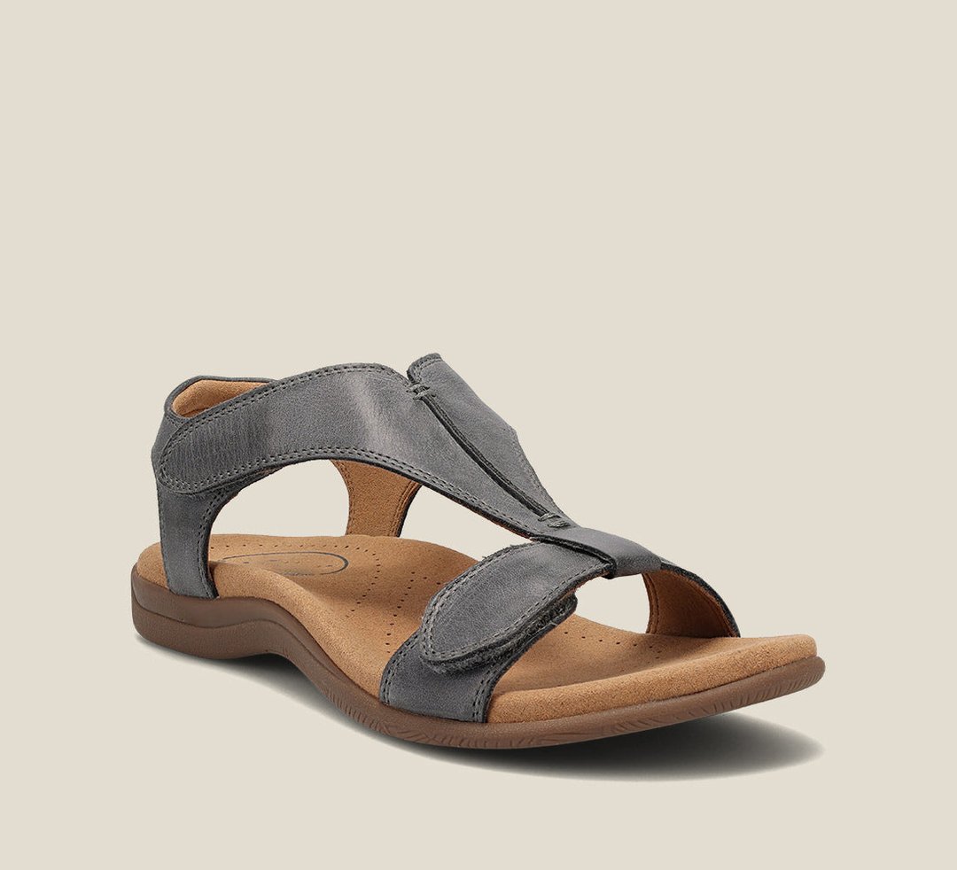 Versatile everyday sandals on a plain background.