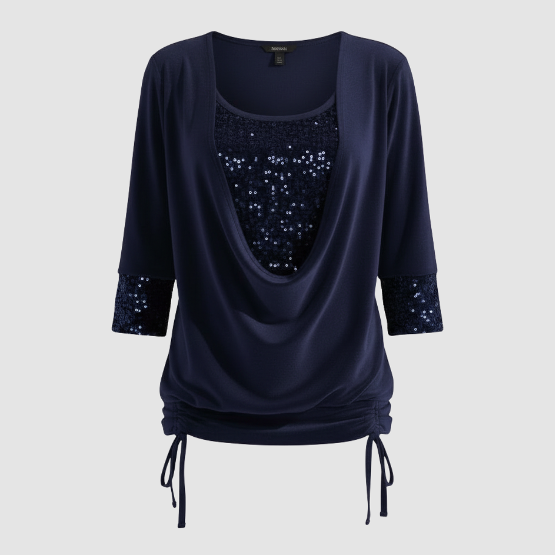 Soft-touch blouse with long sleeves and shimmer detail.