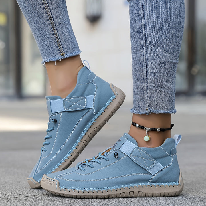  Woman showcasing contemporary walking shoes  