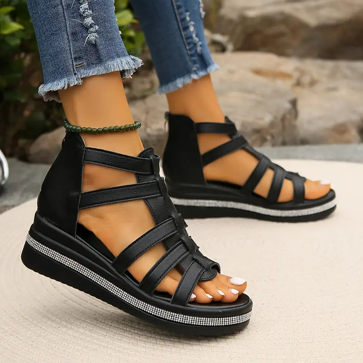 Woman modelling lightweight sandals designed for everyday wear.