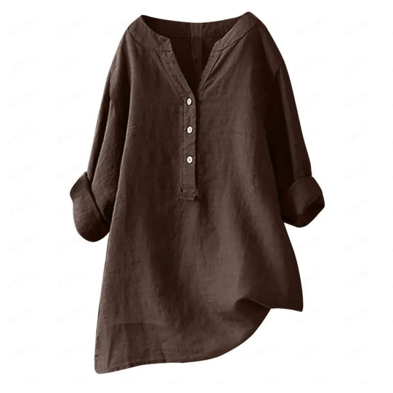 Flowy linen top for laid-back outfit styling.