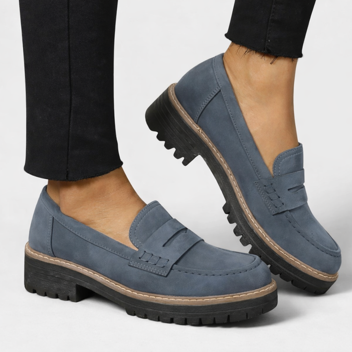 Women’s cushioned loafers shown against a plain background for daily wear.