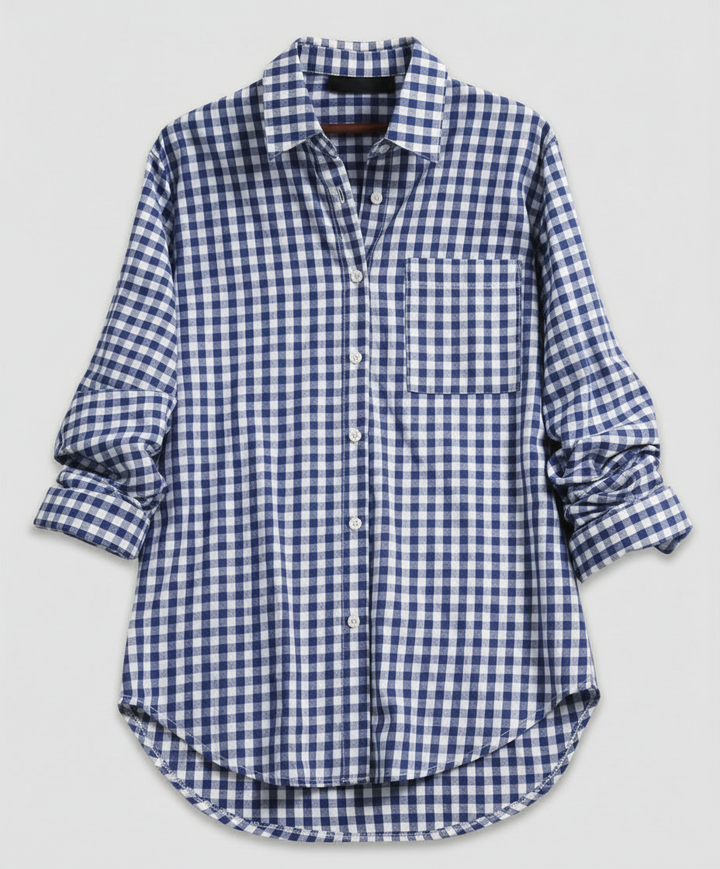 Casual oversized shirt blouse against a plain background.