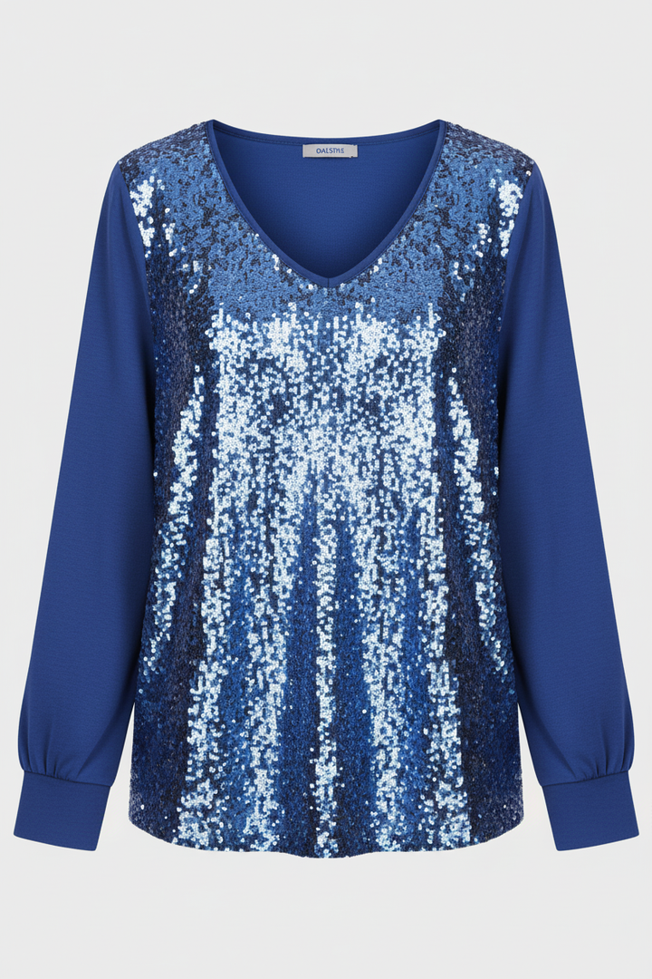 Long sleeve glitter blouse with a relaxed everyday fit.