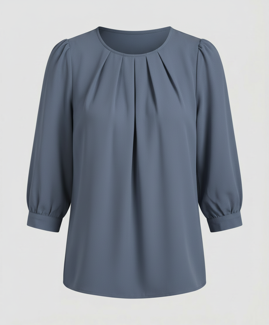 Lightweight satin blouse for office styling.