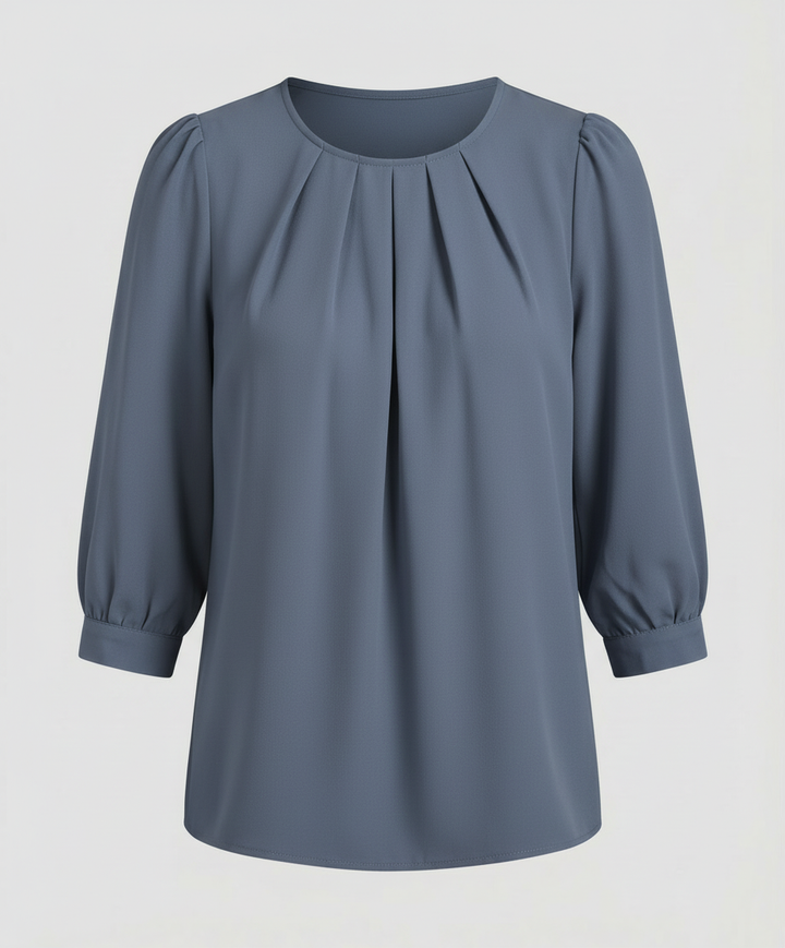 Lightweight satin blouse for office styling.