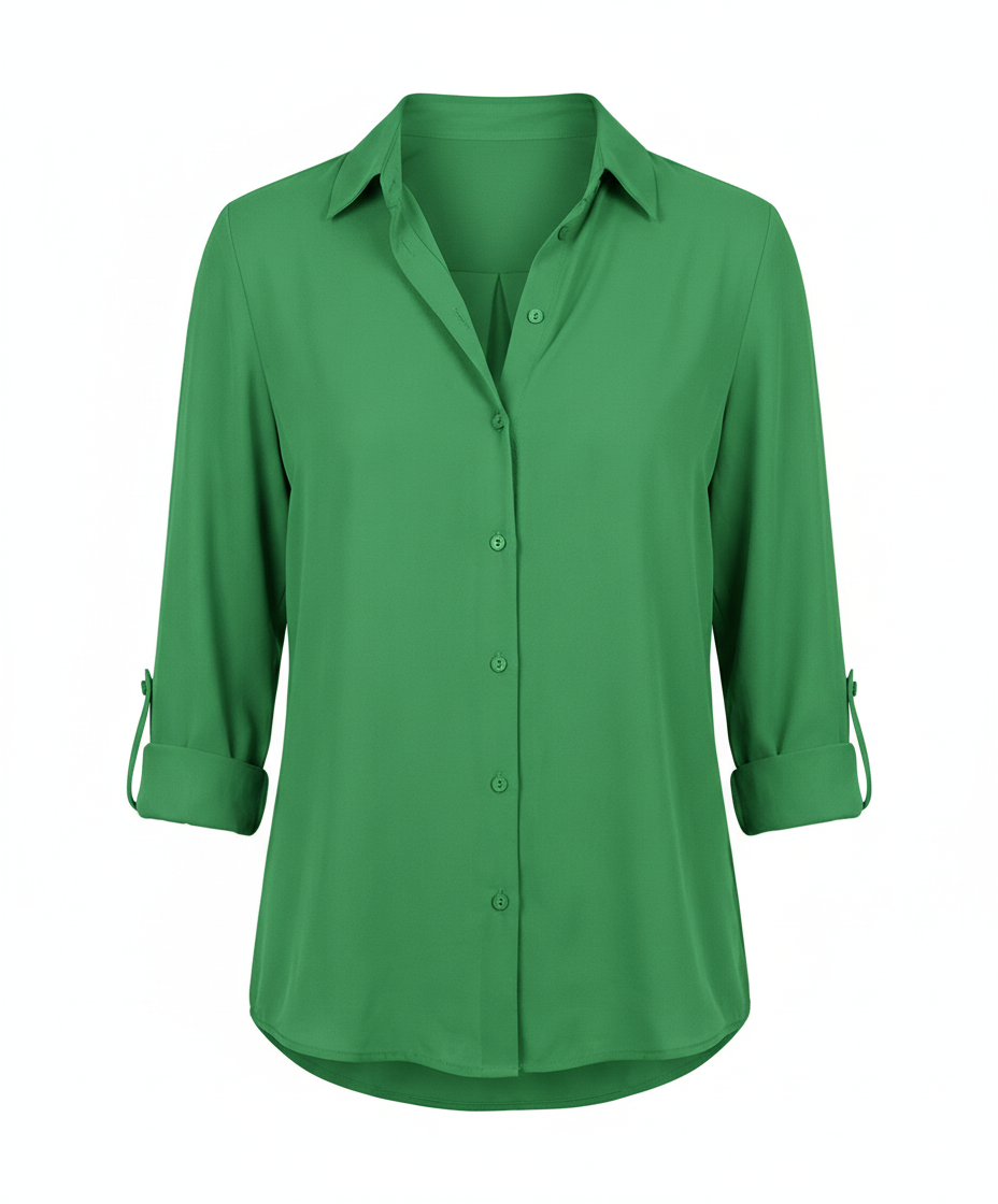 Long sleeve blouse designed for office and casual wear.