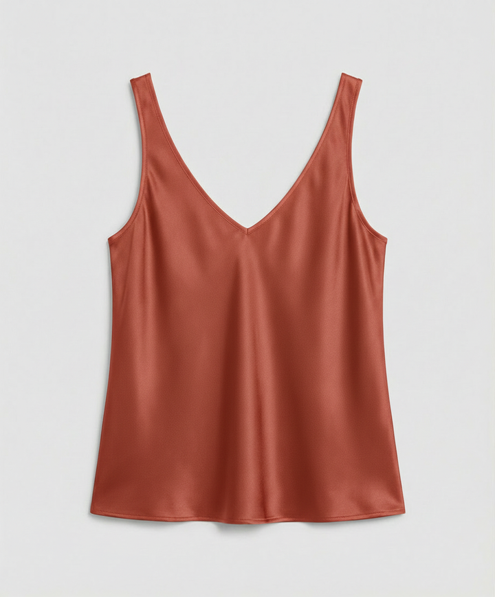 Breathable silk tank top with a simple silhouette.