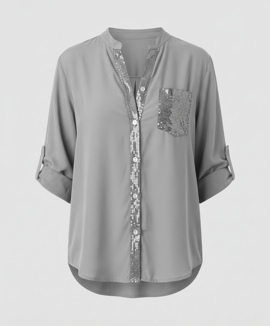 Relaxed-fit shimmer blouse for casual styling.