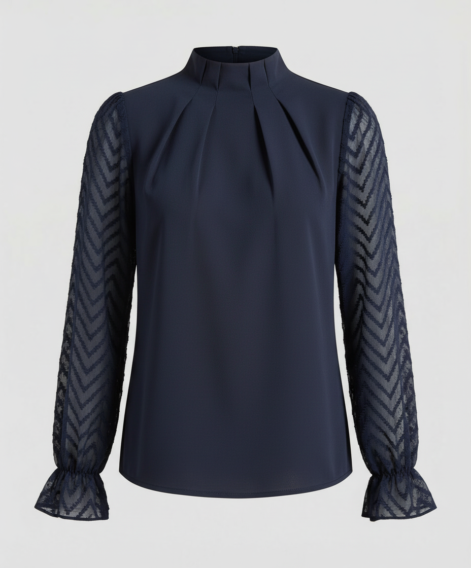 Sophisticated long-sleeved top with clean detailing.