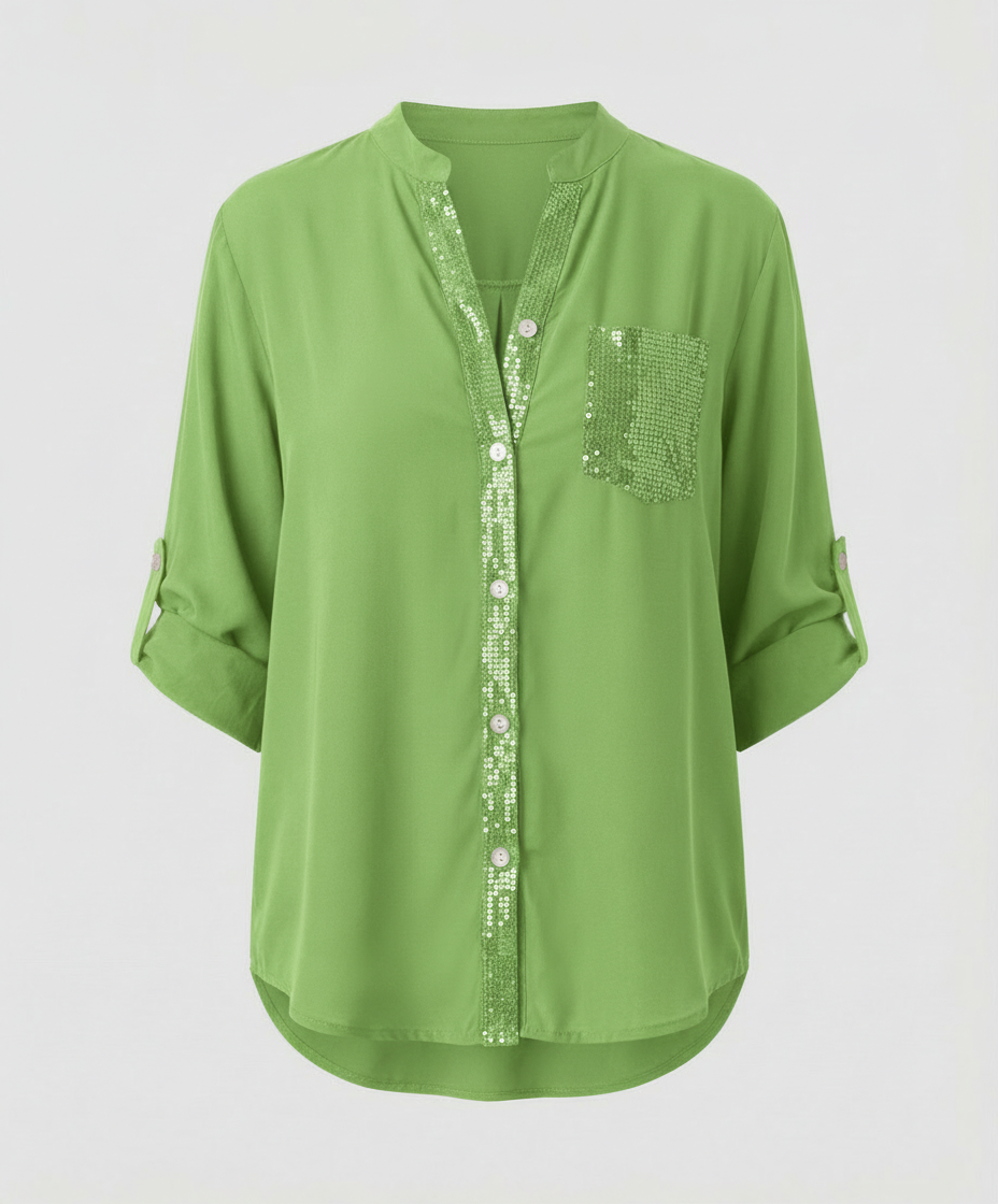 Lightweight blouse with sequined chest detail.
