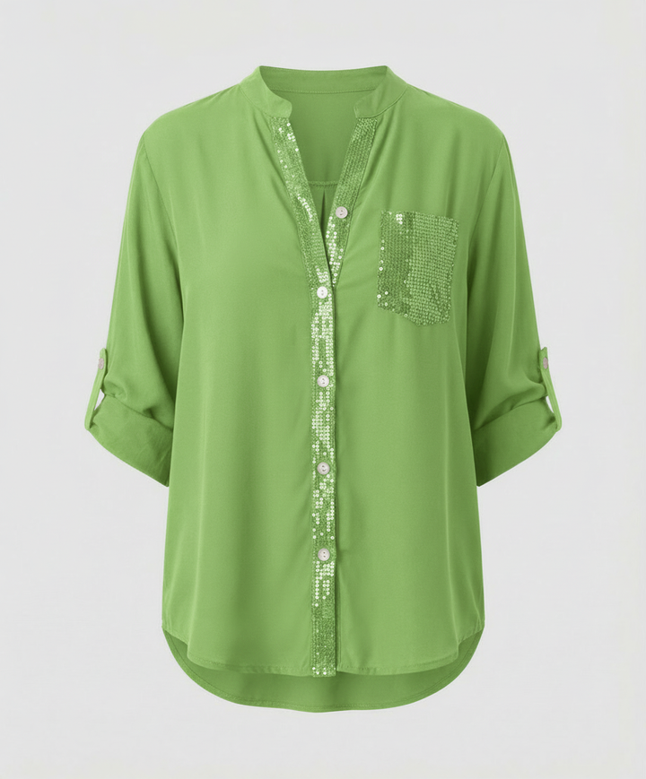 Lightweight blouse with sequined chest detail.