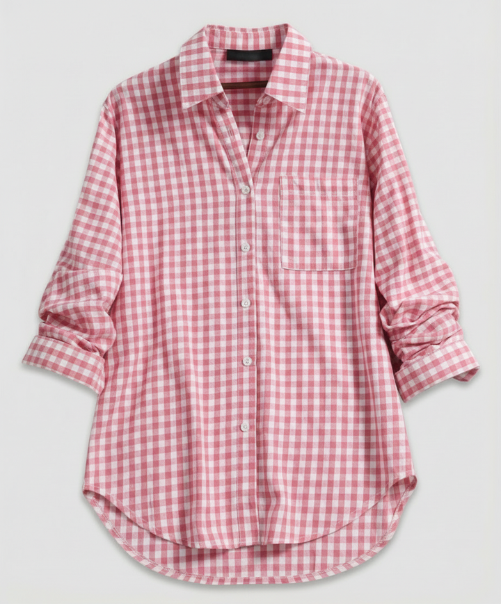 Casual checked shirt blouse with long sleeves.