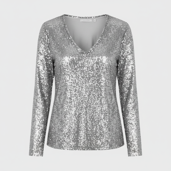 Glitter evening top with a soft fitted shape.
