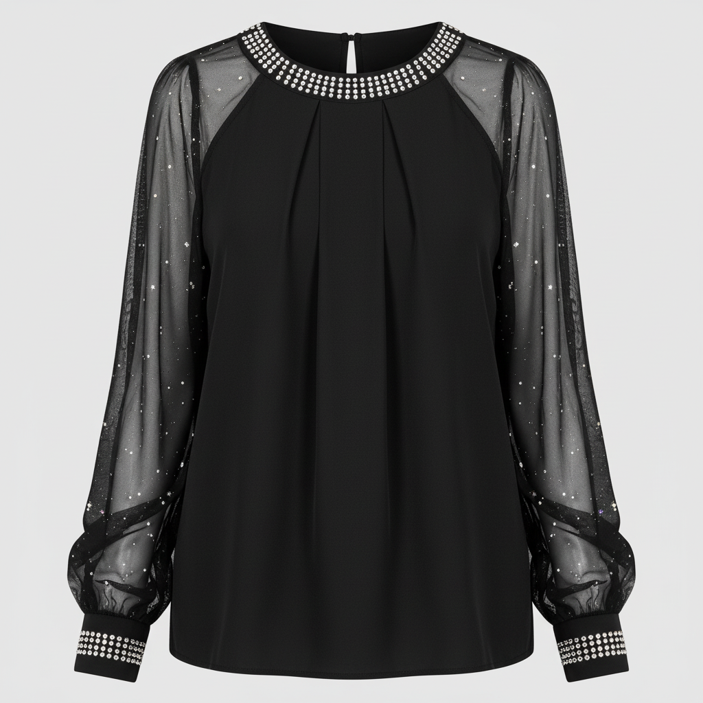 Sequin top styled for everyday wear.