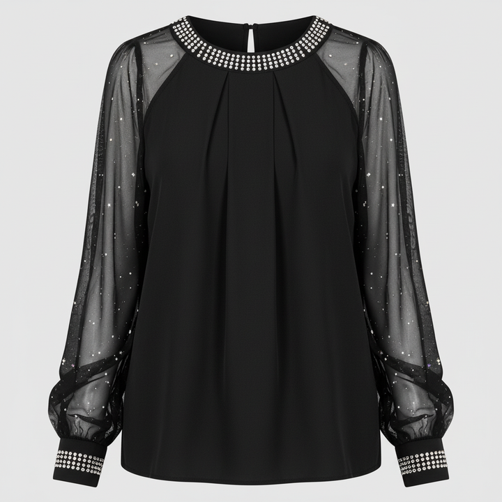 Sequin top styled for everyday wear.