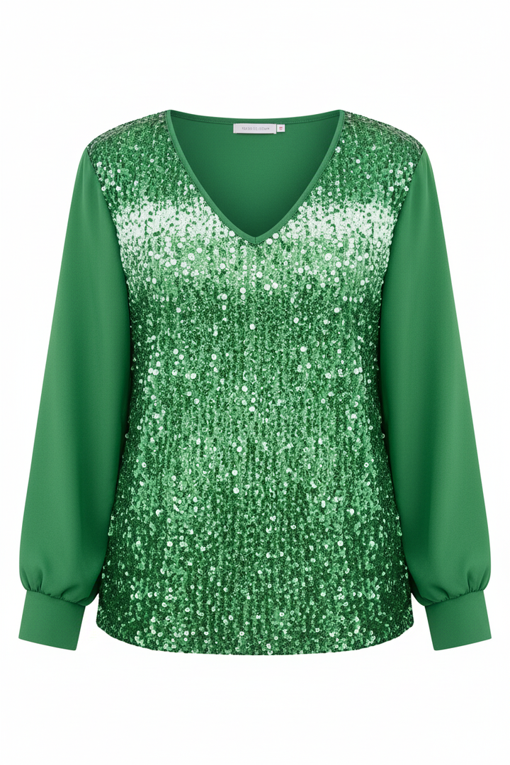 V-neck blouse with delicate sequin detailing.