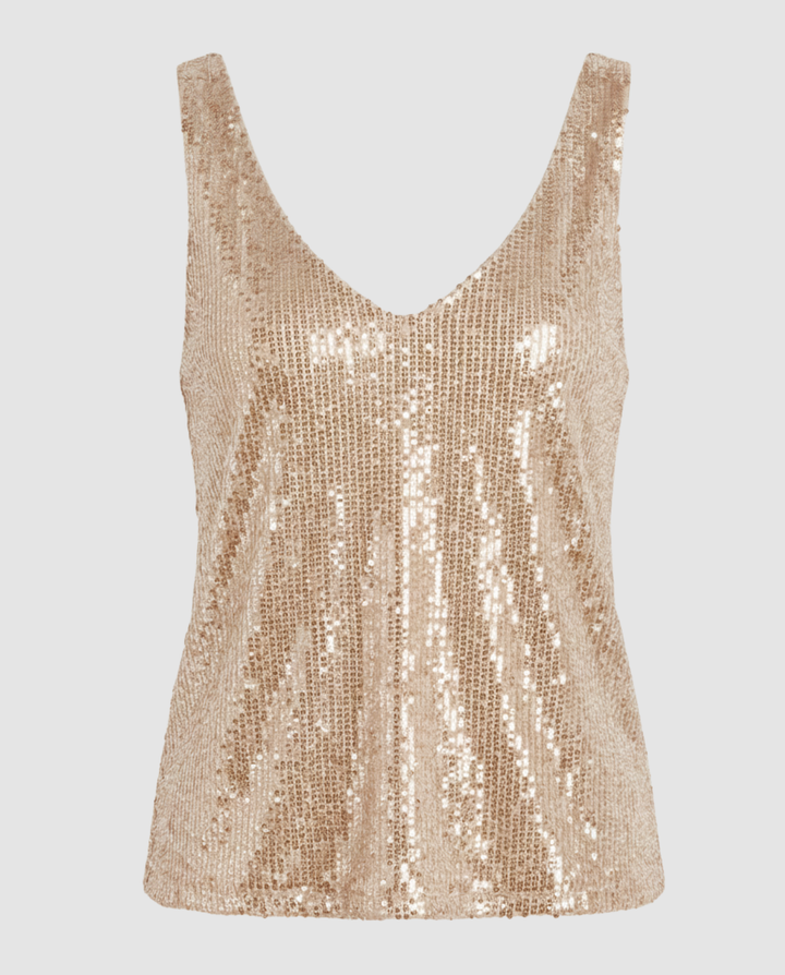 Relaxed fit sequin top with elegant styling.