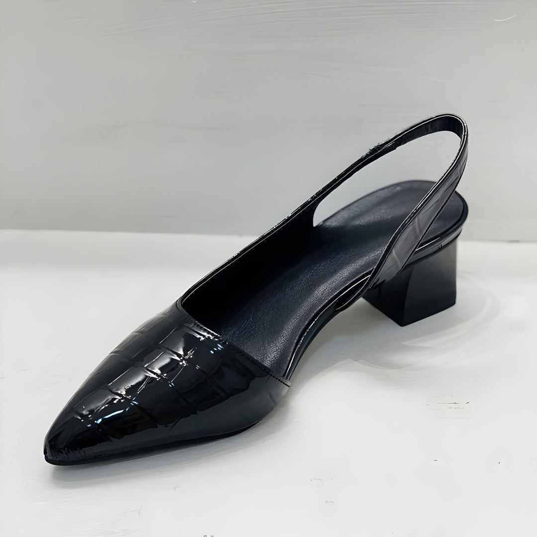 Classic heeled shoes on a plain background.