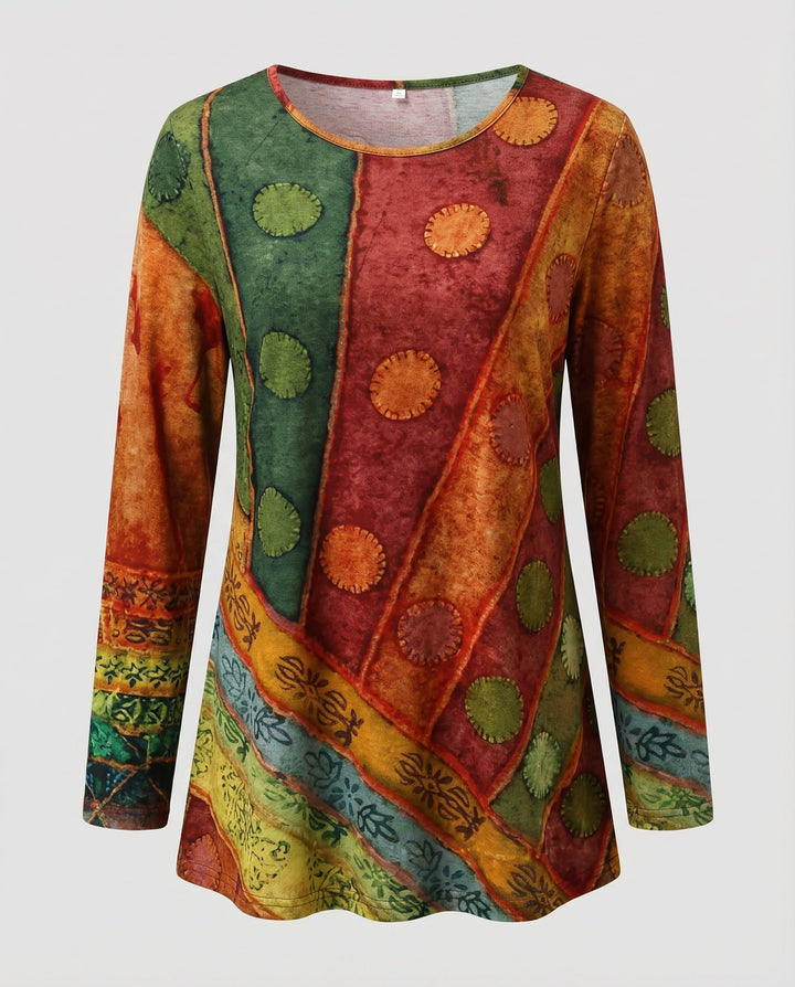 Round-neck patterned tunic designed for everyday styling.