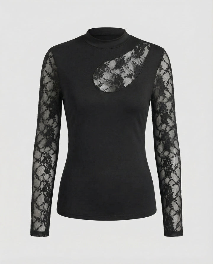 Stylish leopard print top with lightweight sheer sleeves.
