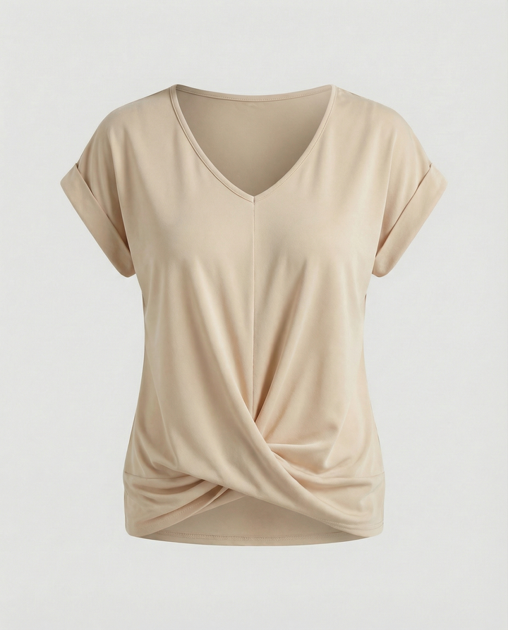 Relaxed V-neck blouse with short sleeves.
