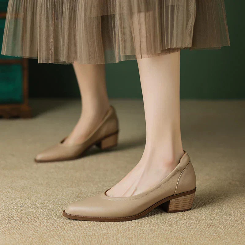 Women’s sleek pointed toe pumps displayed on a plain background.