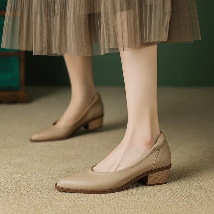 Women’s sleek pointed toe pumps displayed on a plain background.