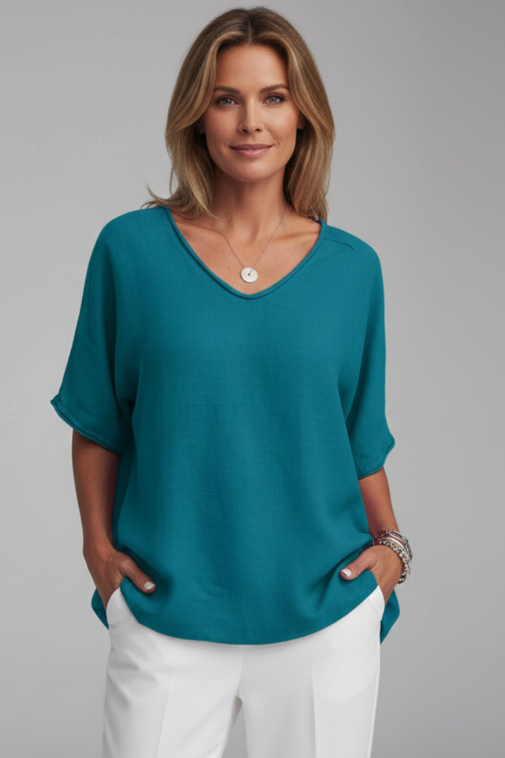 Female in a casual daily wear blouse with a loose shape