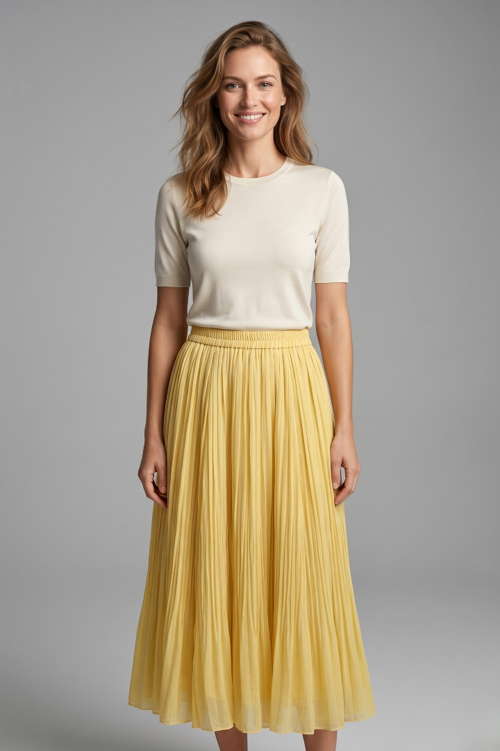 Brexley | Women Pleated Skirt with Elastic Waistband
