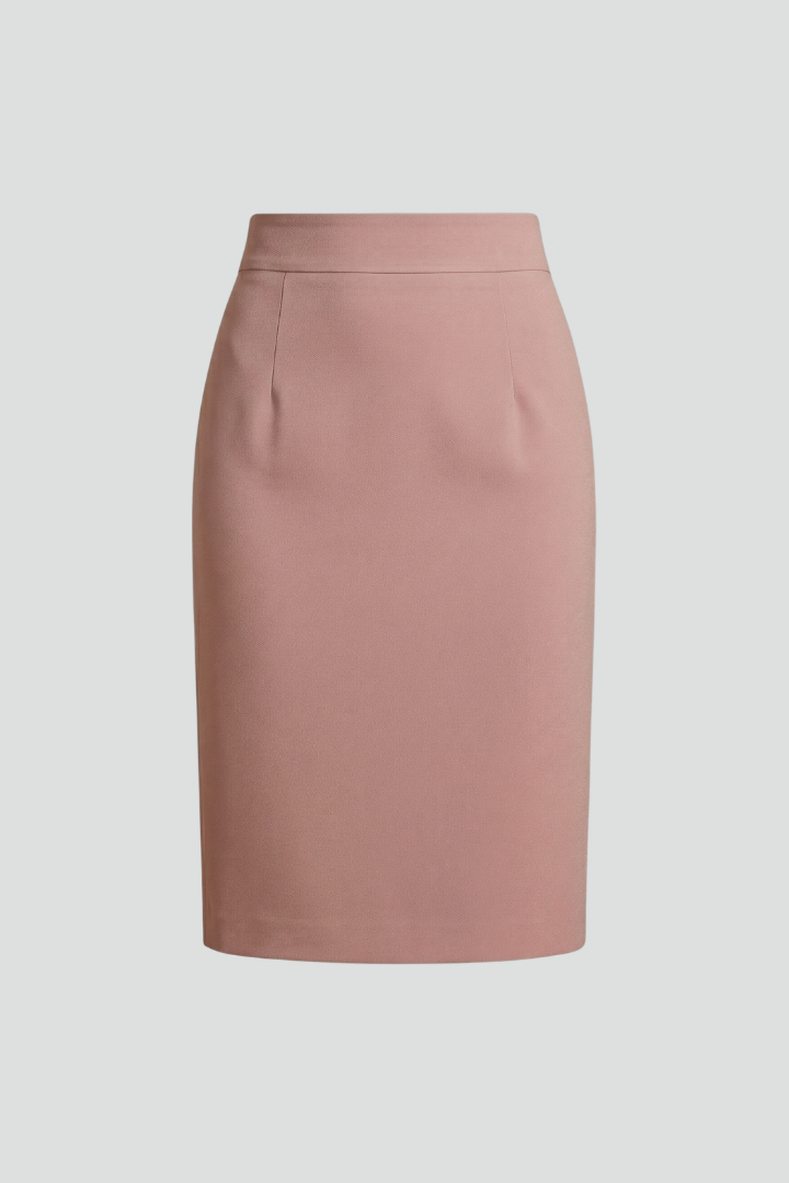 Sleek midi skirt with back zip detail on a plain background.
