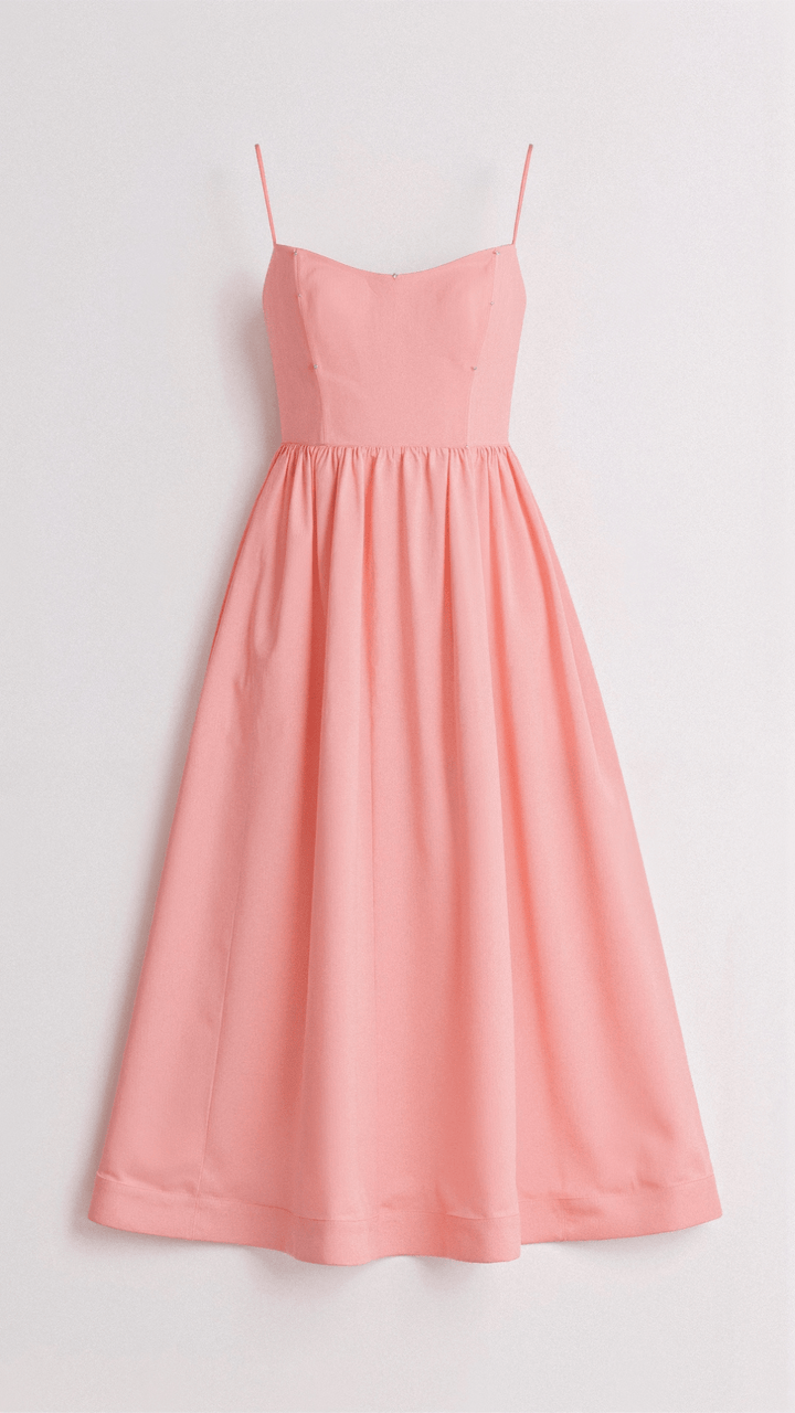 Casual midi dress with feminine shoulder straps.