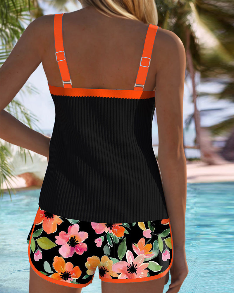 Woman posing in a stylish bikini set against a plain background with smooth shaping detail.