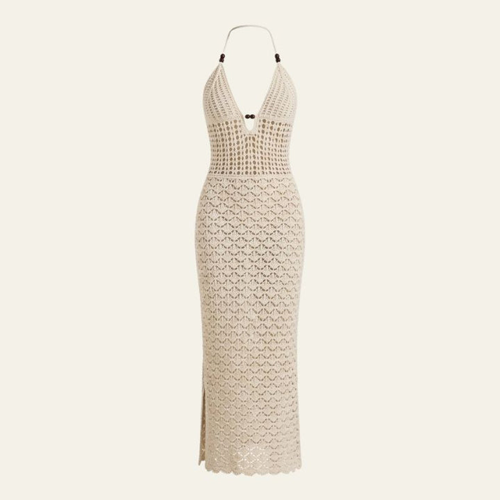 Adeline | Women's Wedding Guest Elegant The Amalfi Open-Back Crochet Maxi Dress Dresses — 1