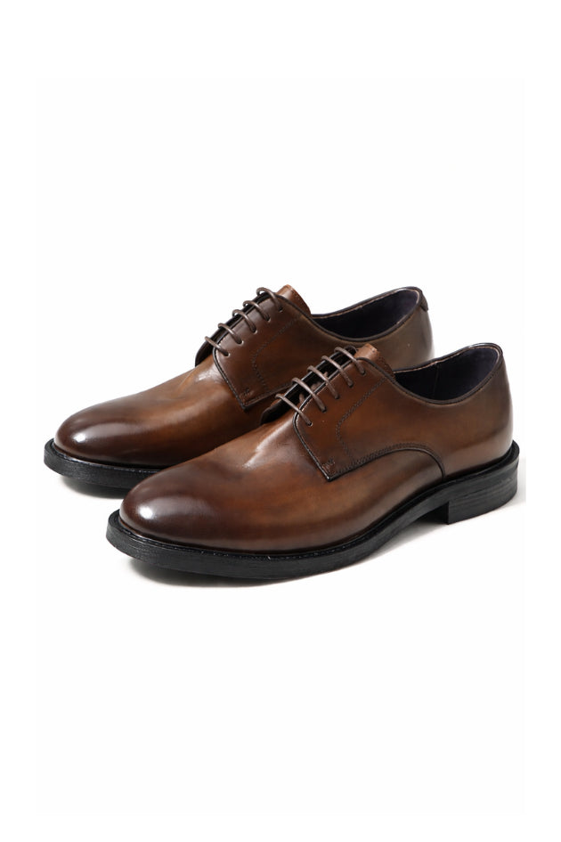 Alessandro | Men's Casual Stretch Lawrence Leather Derby Shoes - Brown Tops — 1