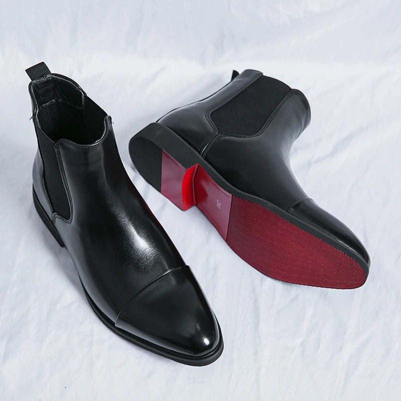 Ambrose | Men's Orthopedic Comfort Chelsea Boots - Slip-On Cap Toe Ankle Style Loafers — Black