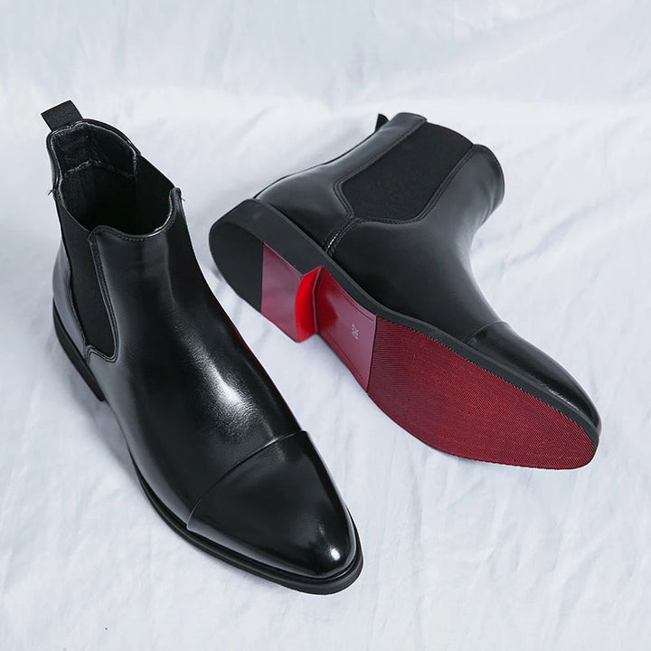Ambrose | Men's Orthopedic Comfort Chelsea Boots - Slip-On Cap Toe Ankle Style Loafers — Black