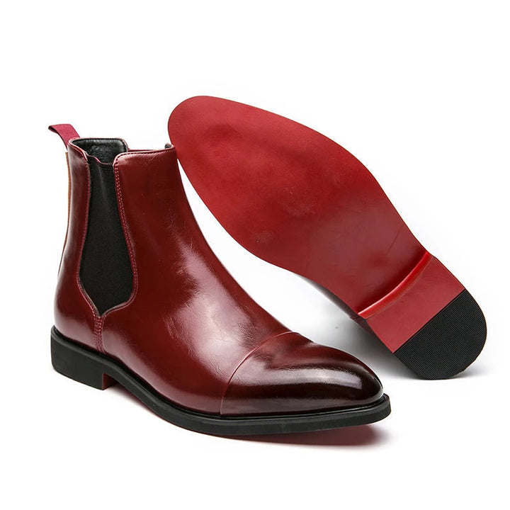 Ambrose | Men's Orthopedic Comfort Chelsea Boots - Slip-On Cap Toe Ankle Style Loafers — Red