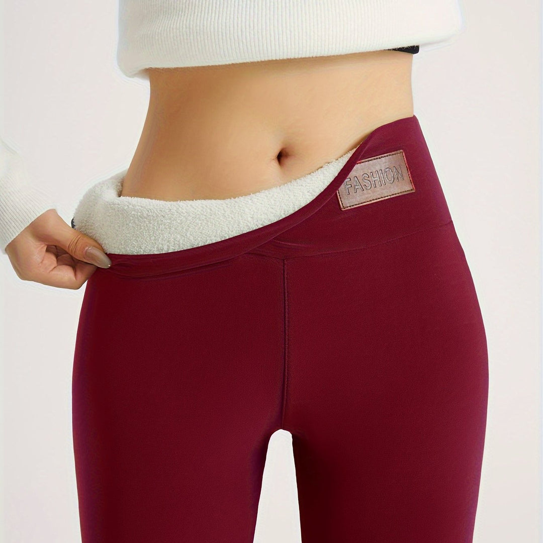 Anoukynn | Women's Wide-Leg high-waist Fleece-Lined leggings — Burgundy