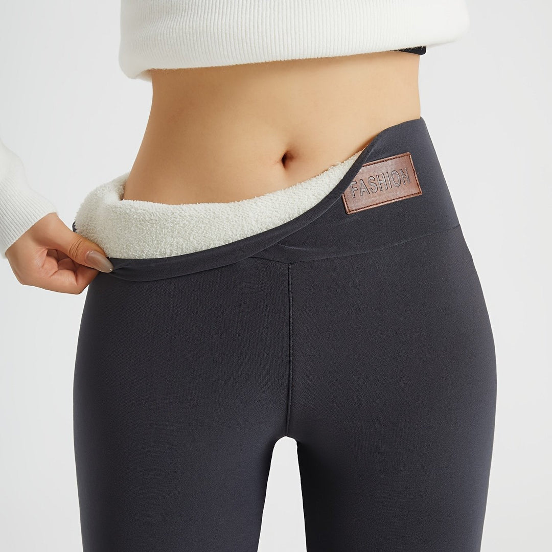 Anoukynn | Women's Wide-Leg high-waist Fleece-Lined leggings — Dark Gray