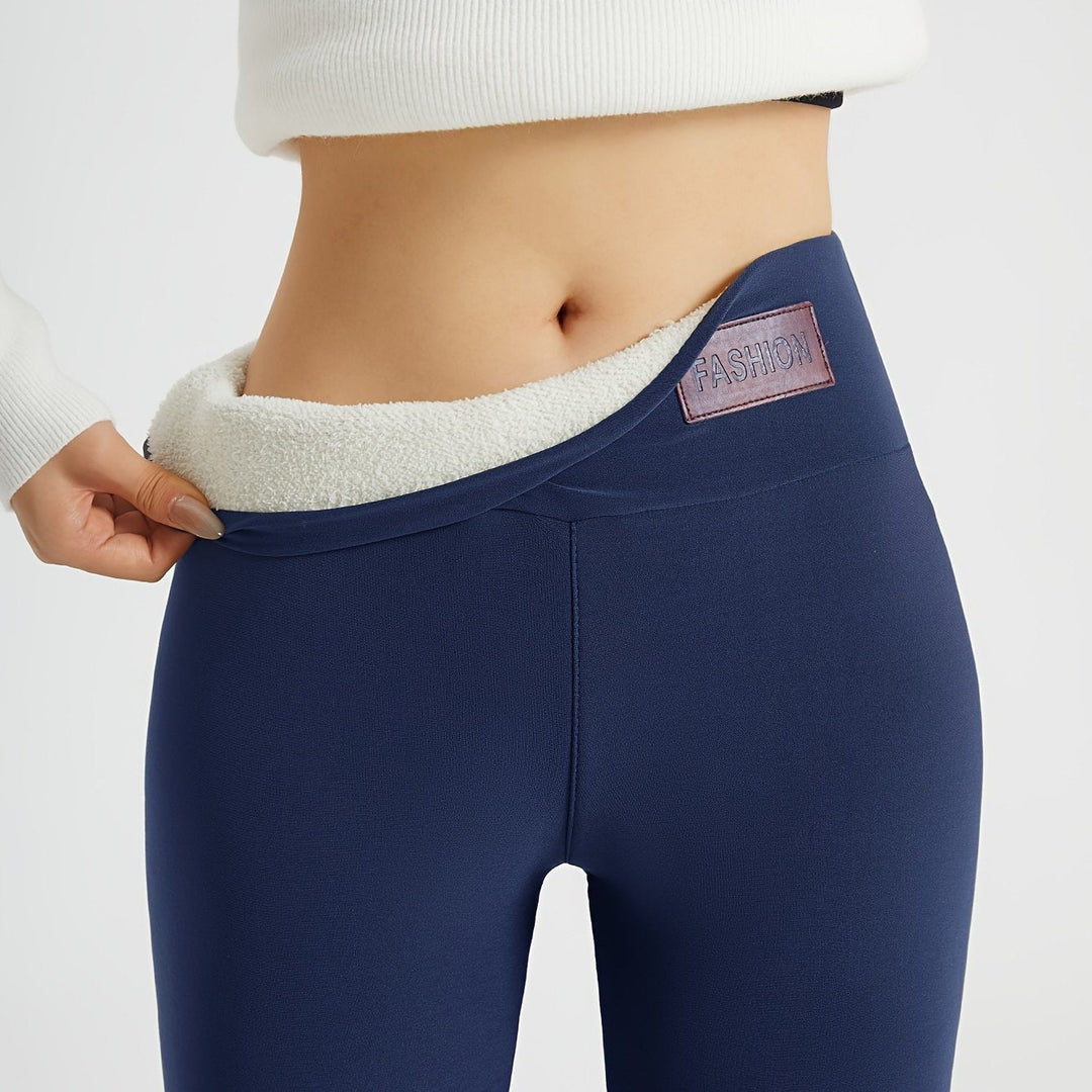 Anoukynn | Women's Wide-Leg high-waist Fleece-Lined leggings — Navy