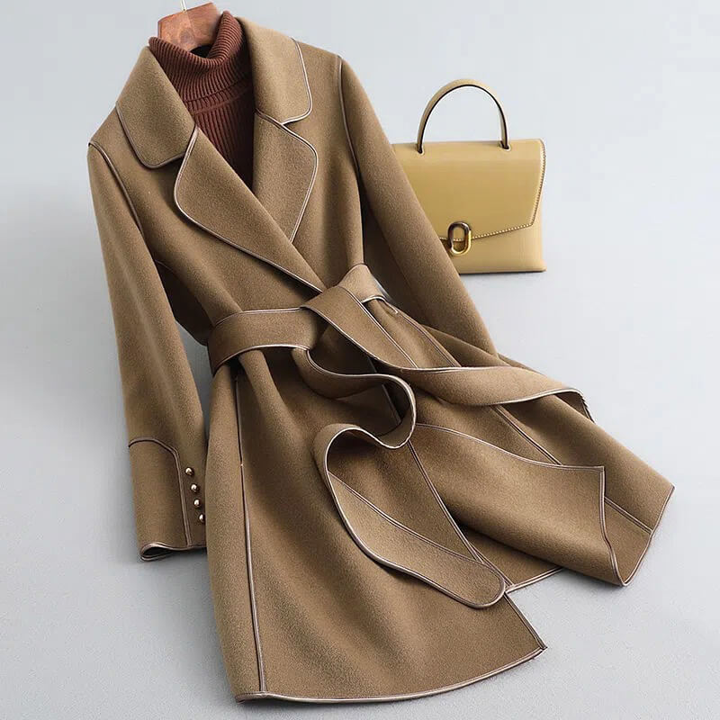 Araeen | Women's Wool Trench Coat Everyday Wear - Mint Green