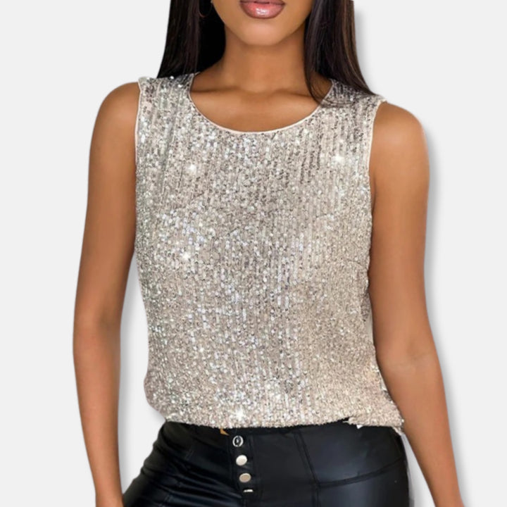Arireth | Casual Stretch Sequin Sleeveless Tops