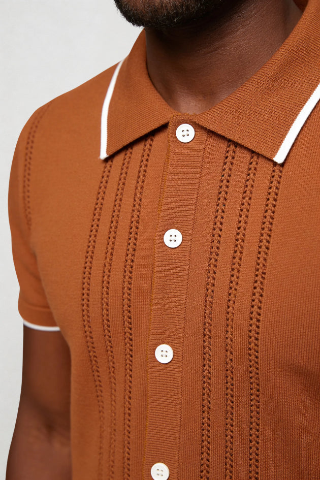 Bartholomew | Men's Cozy Marquez Knit Button Shirt - Brown Sweaters — 2